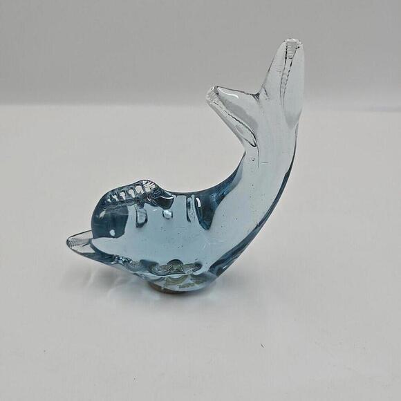 Art Glass Dolphin Coastal Nautical Naturalistic Blue Figurine - Picture 3 of 8